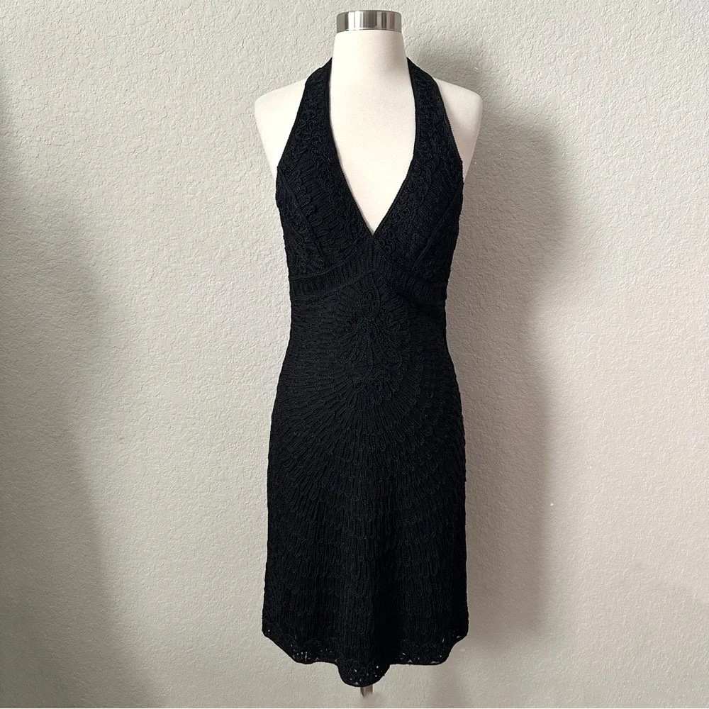 Sue Wong Vintage Black Crochet Halter Dress - Picture 15 of 15